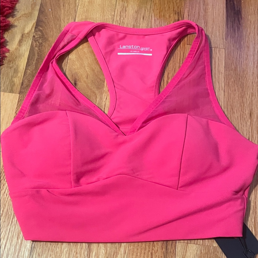 Lanston Sport Pink Racerback Sports Bra